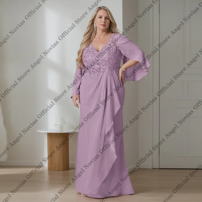 

Long Plus Size Lavender Chiffon Mother of the Bride Dresses 2026 Wedding Party Dress robe mariage mère de la mariee