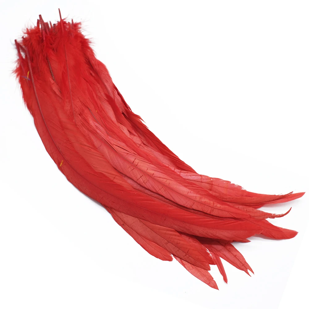 100Pcs 25-45cm Colored Rooster Feathers Coque Feather Craft Costume Fly Tying MaterialLong Pheasant Carnival Wedding Decoration