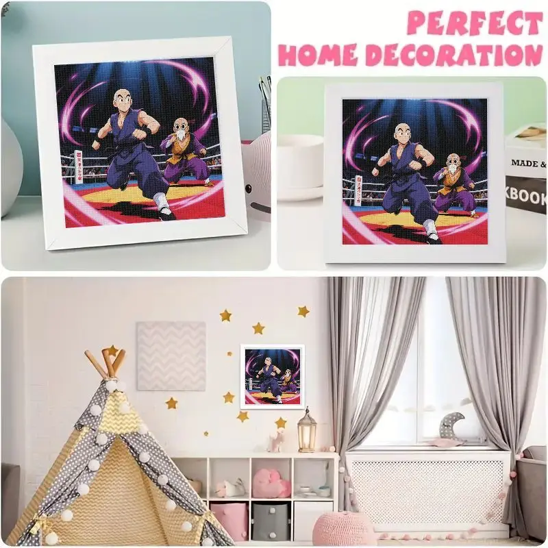1PC Dragon Ball Z Krillin Master Roshi Anime Diamond Painting Kit, 5D DIY Full Drill Rhinestone Embroidery Cross Stitch Art, Mar