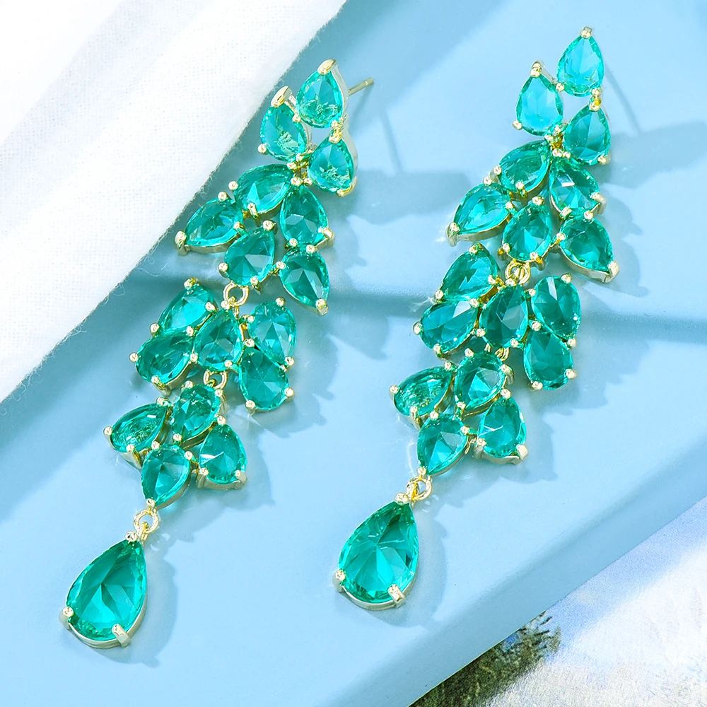 

missvikki Sparkly Luxury Green Pendant Earrings Jewelry High Quality Women Gift Christmas present Hot New серьги 2025 тренд