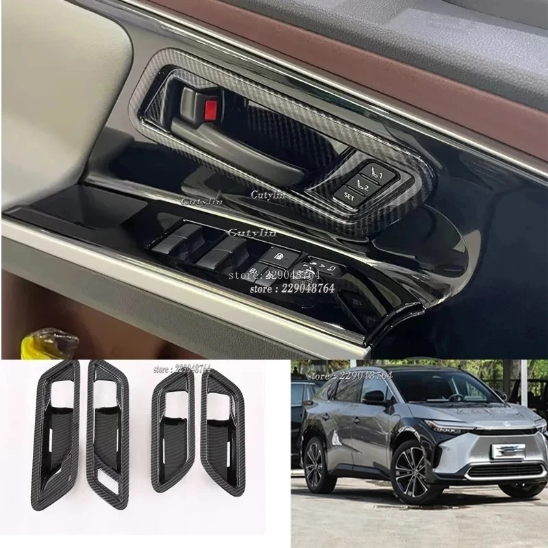 LHD For Toyota BZ4X EA10 2022 2023 2024 ABS Carbon Fiber Door Armrest Window Lift Switch Cover Gear Shift Air Vent Cover Trims