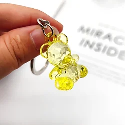 New Multi-color Stereoscopic Cute Acrylic Animal Bear Keychain for Girls Women Children Birthday Gift Lovely Key Ring B-4