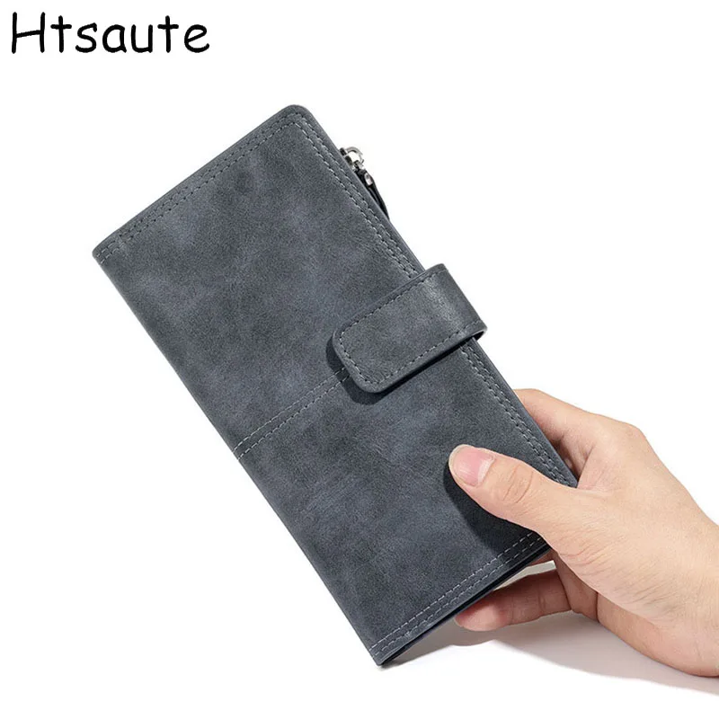 

Men's Wallet Anti-Theft Men's Retro PU Leather Wallets Zipper Coin Purse ID Credit Card Holder for Men and Women Clips