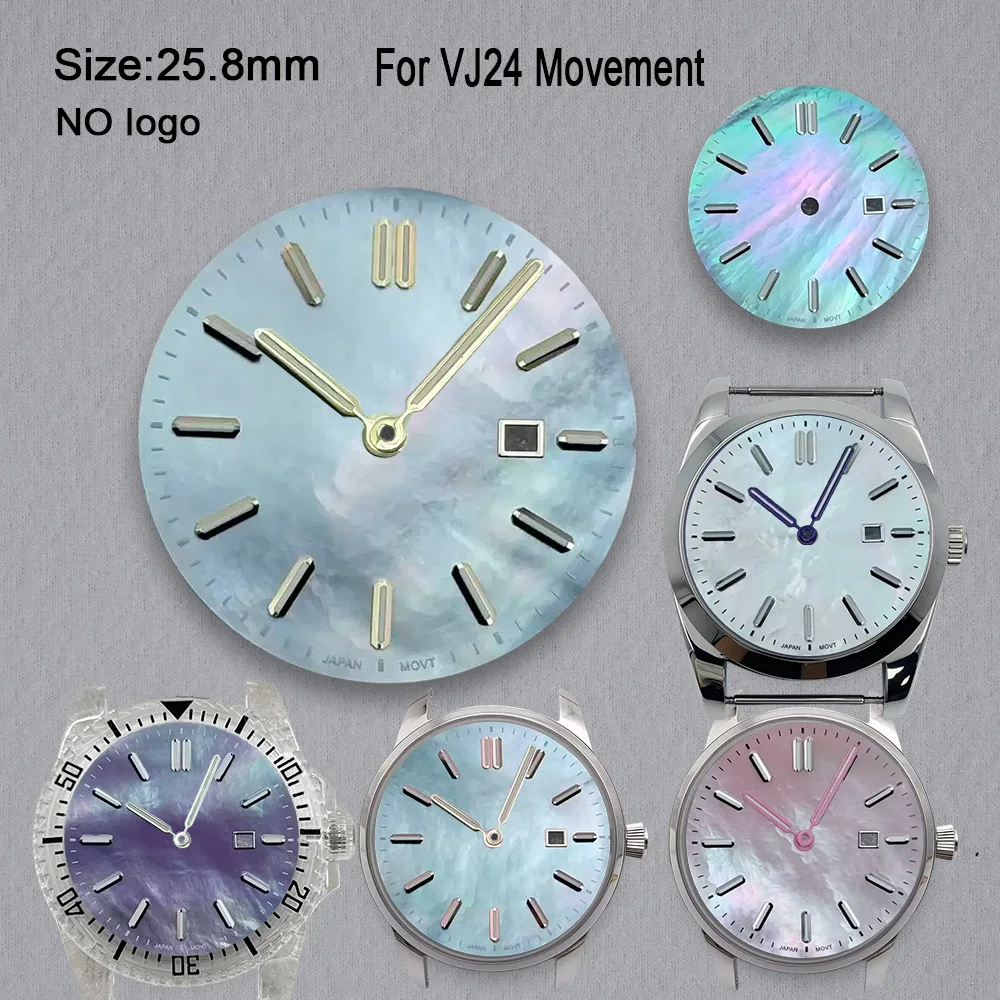 No Logo 25.8mm Women Pearl Dial For VJ24 Movement High-Quality Custom Logo Watch Dials Hands Accessories Repair Tools