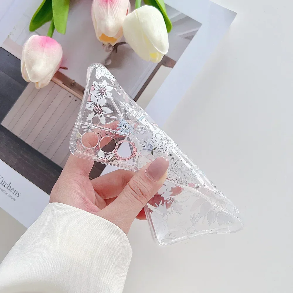 for Samsung Galaxy S26 S25 S24 S23 S22 S21 Ultra Plus FE 5G A54 A53 A73 A52S A33 Case Cute Flower Clear Soft Full Camera Cover