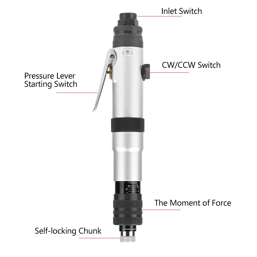 1/4" Pneumatic Screwdriver  Handhold Semi Automatic  Type Air Straight Pneumatic Screwdriver 1000rpm Air Screwdriver