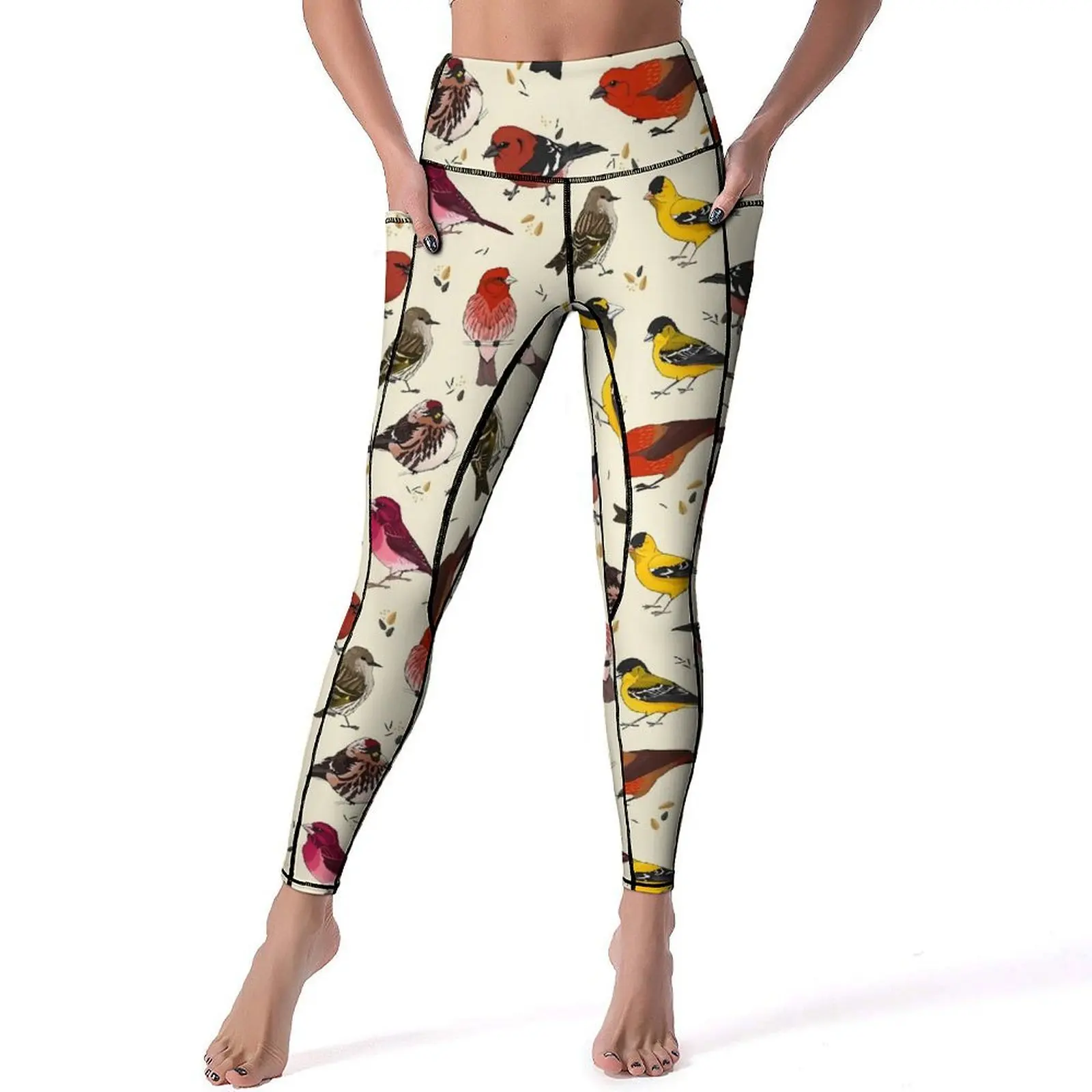 Pretty Bird Leggings Sexy North American Finches Push Up Yoga Pants Cute Stretch Leggins Women Pattern Fitness Sports Tights