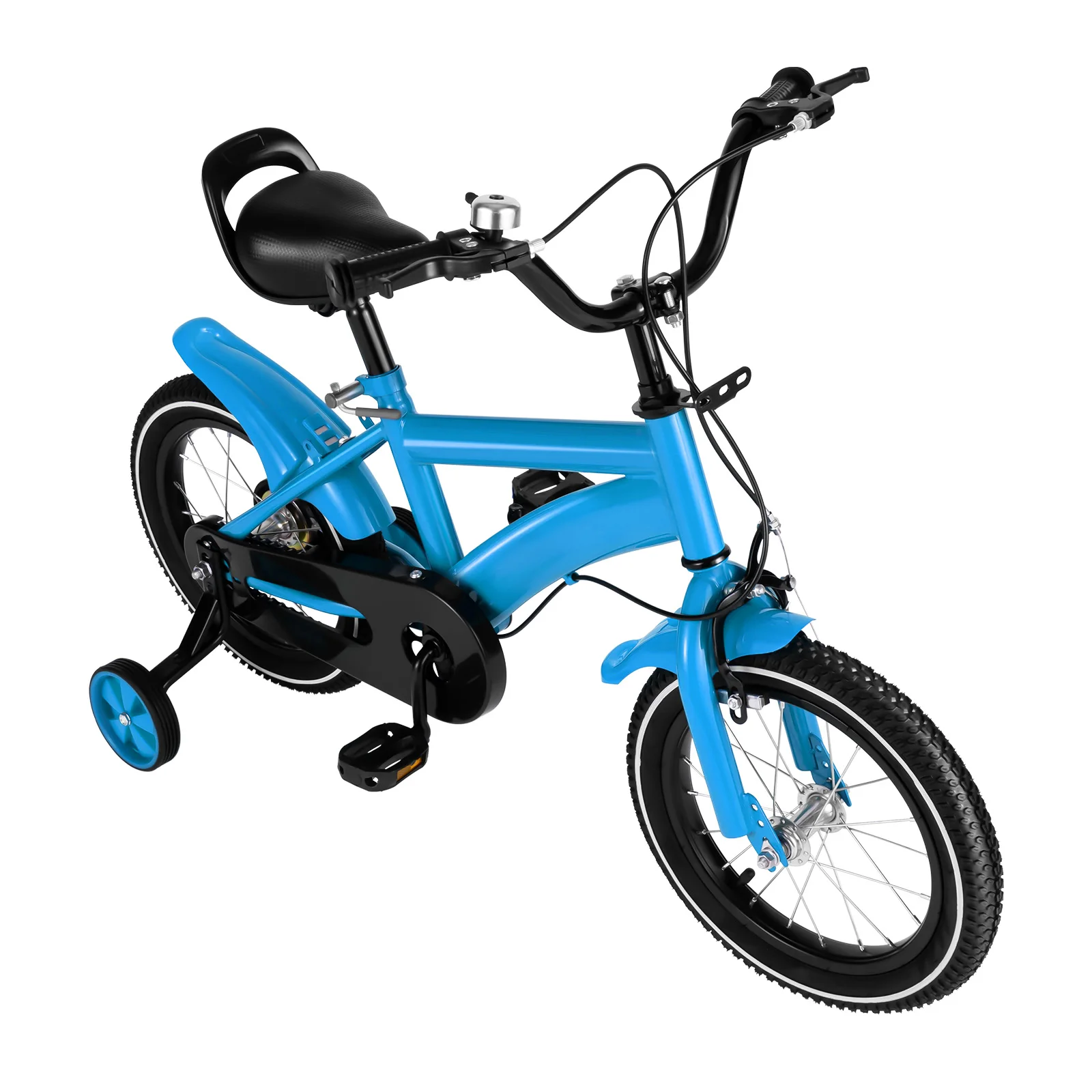 

14Inch Children's Bicycle with Detachable Wheel, Adjustable Kids Bike Unisex for 100-115cm, Lightweight Carbon Steel Frame