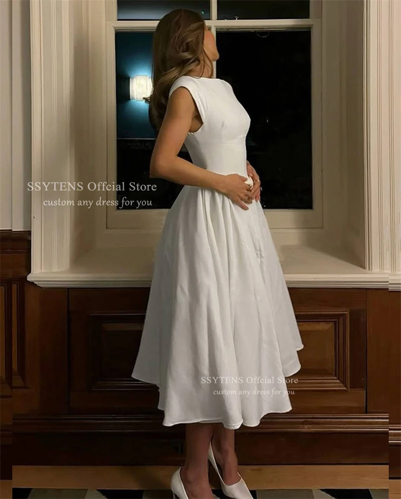 فساتين حفلات الزفاف الأنيقة باللون العاجي من SSYTENS فساتين سهرة بسيطة للحفلات مفتوحة الظهر للمناسبات الخاصة حسب الطلب 2026