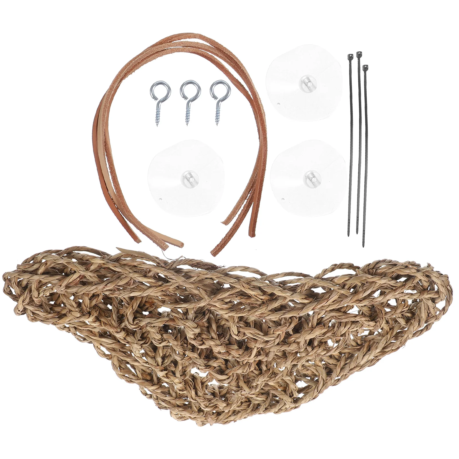 

1 set Reptile Hammock Grass Woven Design Easy Hanging Bearded Dragon Resting Lizard Sleeping Bed Habitat Supplies