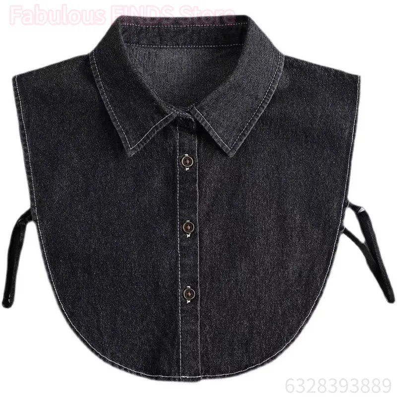 Denim nepkraag Mode overhemdkraag Dames denim overhemd Afneembare Dickey-kraag onder blouse voor damesmeisjes