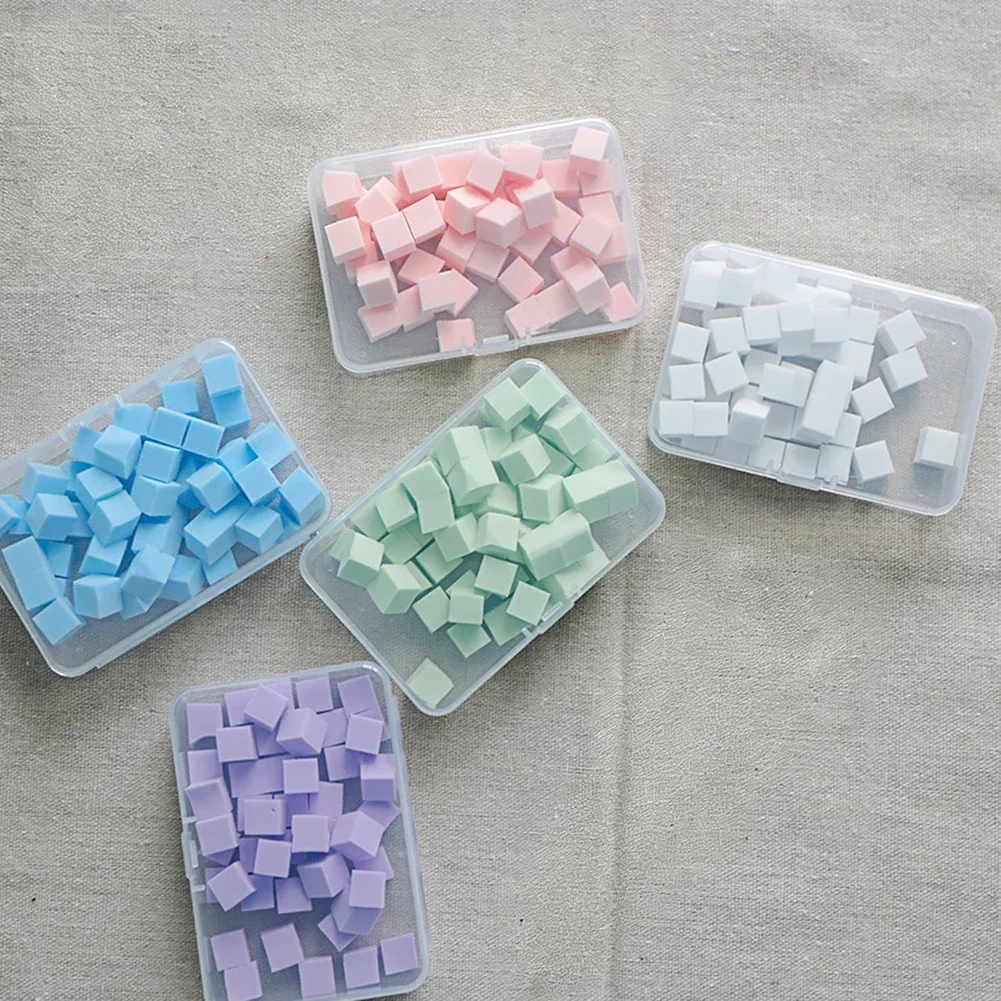 Small Cube Nail Blending Sponge Set, Pastel Pink Purple Green Gradient Foam Sponges, Easy DIY Ombre & Blush Nail Design Tool view 6