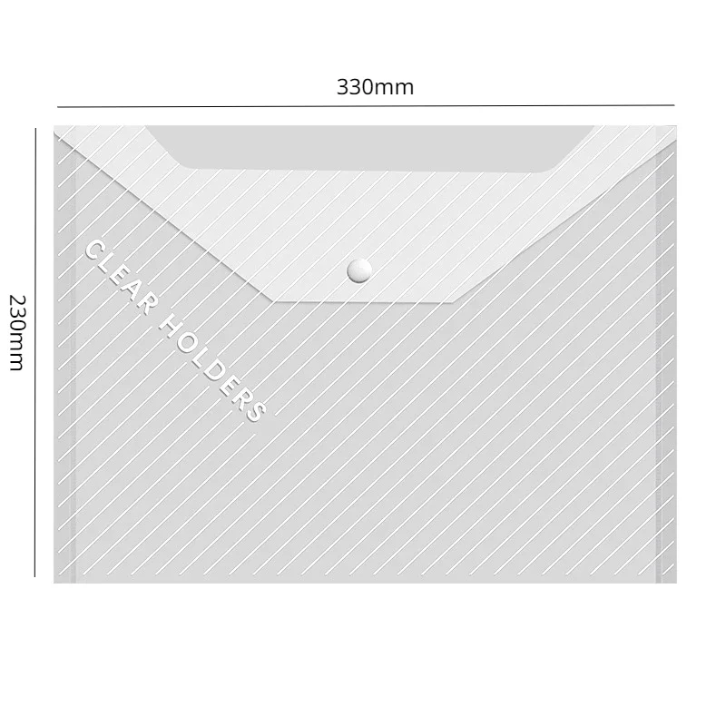 10PCS A4 Transparent Button Type File Bag Students Pocket Folders Waterproof Wholesale Data Files To Install Test Papers Office