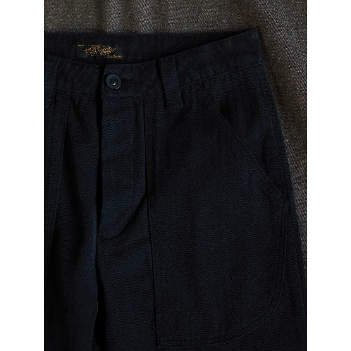 Second Order Retro 1980's Swiss Army Pants Washed Black Herringbone Twill Work Trousers