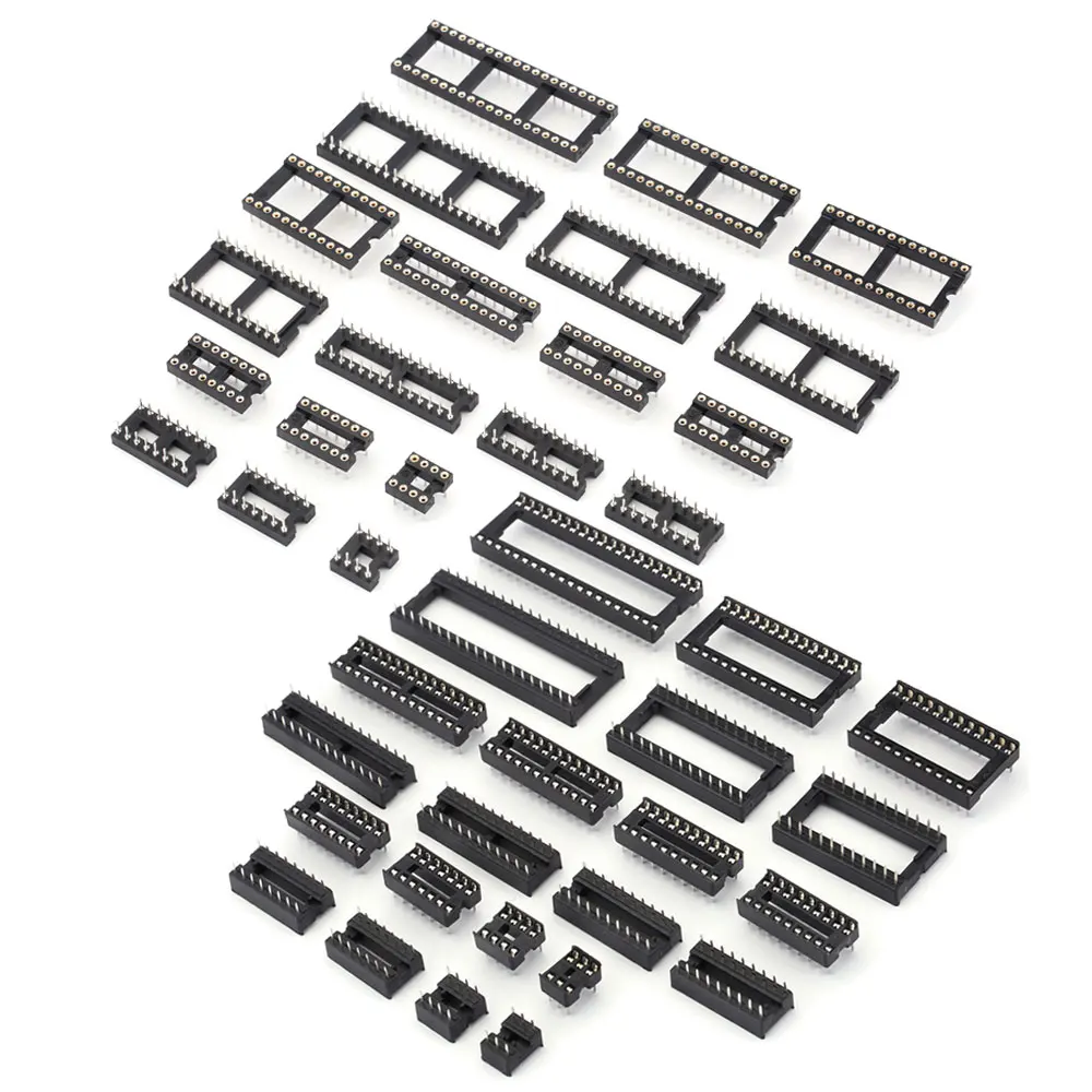 

Square Circular Hole IC Sockets DIP8 DIP14 DIP16 DIP20 DIP28 DIP40 pins Connector DIP Socket 6 8 14 16 18 20 24 28 32 40Pin