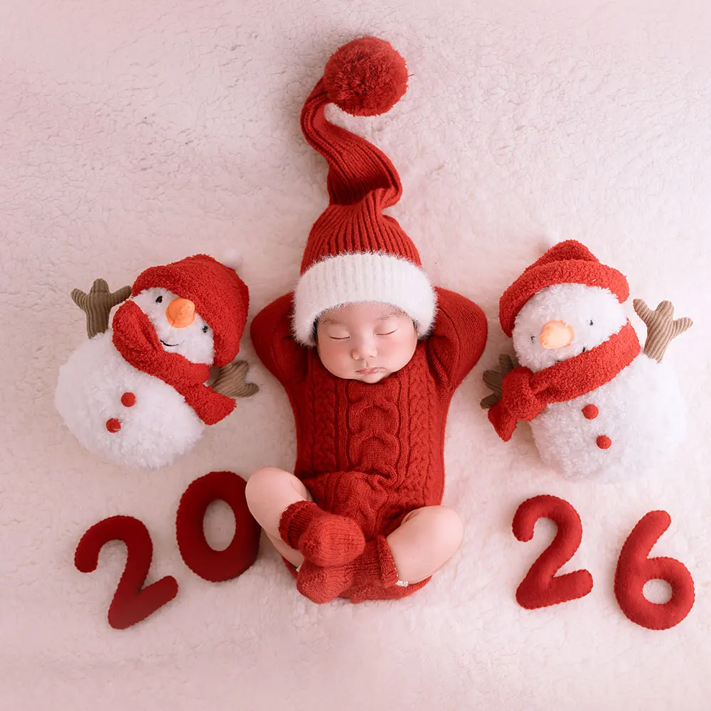 0-1 شهر سانتا كلوز محبوك زي الوليد التصوير الدعائم عيد الميلاد موضوع الانتحال صور تأثيري وتتسابق و دمية ثلج #2