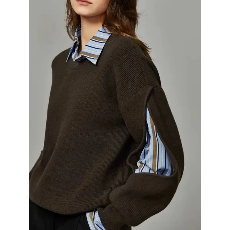 

2025 New Design Sense Knitted Fashionable and Western Style Lazy Thick Knitted Autumn and Winter