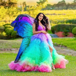 Photoshoot Long Skirts Maternity Tulle Puffy jupe femme faldas Mesh Skirts for Woman Ruffle Multi Color Fashion
