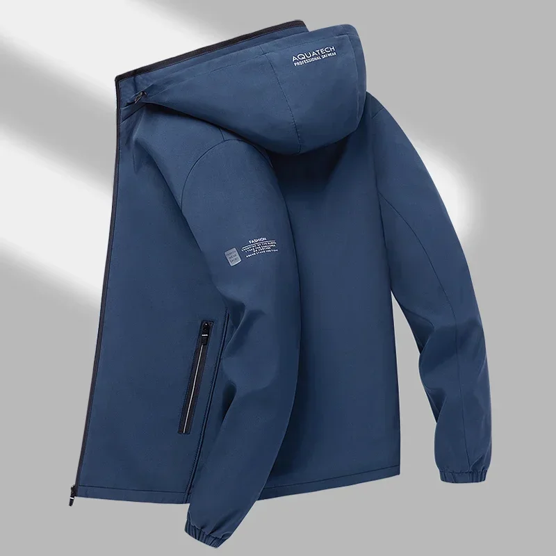 Abrigo con capucha para hombre, chaqueta de acampada estampada de alta calidad, a prueba de viento e impermeable, para exteriores, ocio y bicicleta, Otoño, 2024