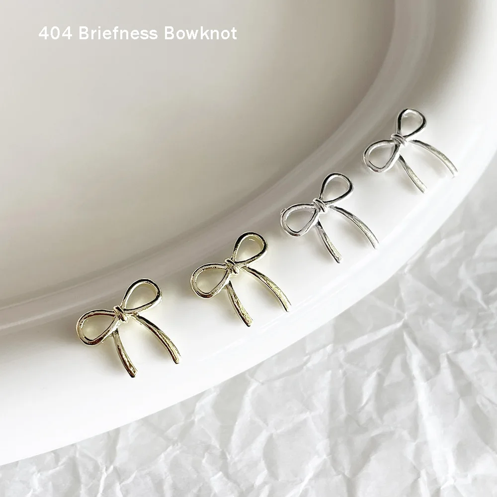 2024 Versatile Briefness Bowknot Charms Large Size Young Girl Bow Chrome Metal Alloy Golden Ripe Bowtie Nail Art Accessories 404