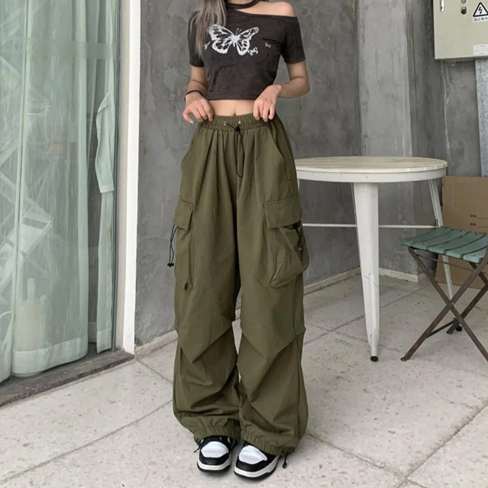 Cargo Pants Women Baggy Trousers 2024 Autumn Lazy Streetwear Oversized Pants Vintage Casual Elastic Waist Loose Sweatpants Women