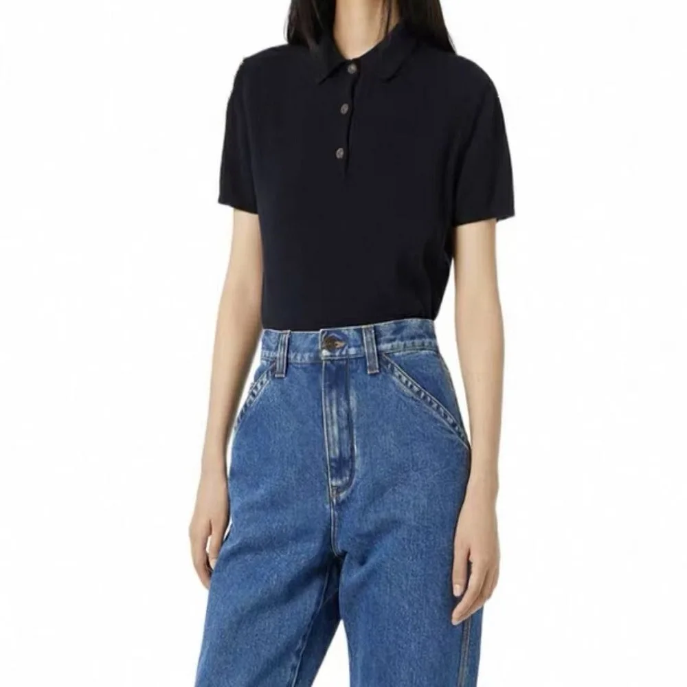 

traf 2025 women's summer cardigan elastic corset lapel LP women's t-shirt y2k clothes New high quality versatile POLO shirt bra