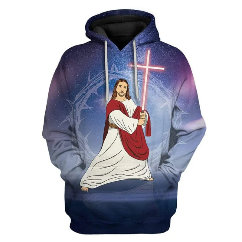 Sudaderas con capucha con estampado 3D de Jesús cristiano para hombres y niños, ropa de calle de moda, sudaderas con capucha Harajuku, jerséis con capucha, Invierno