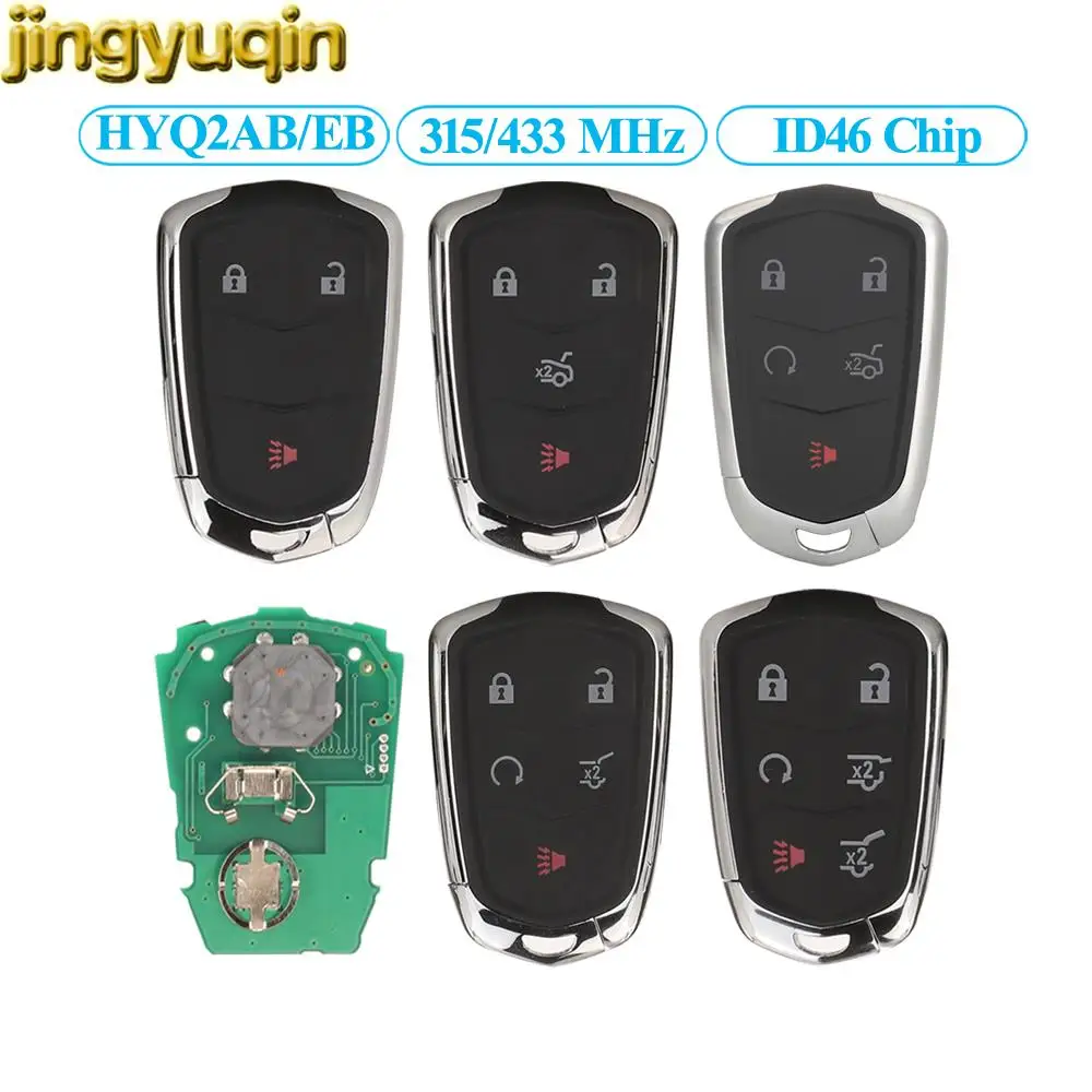 Jingyuqin 3/4/5/6 Buttons Remote Car Key Control 315/433MHZ ID46 Chip For Cadillac ATSL CTS XT5 HYQ2AB/HYQ2EB