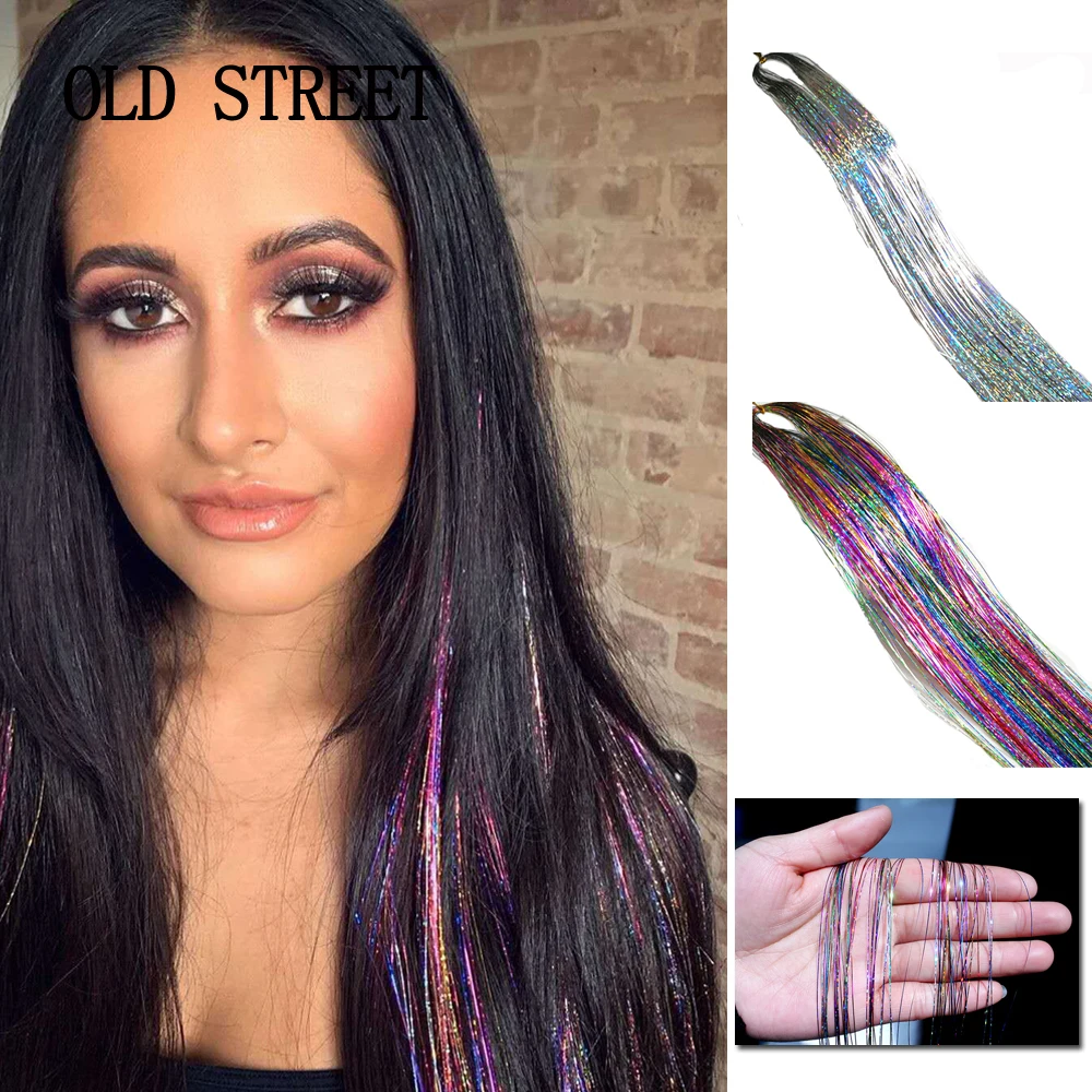 1PC 120cm Shiny Fairy Synthetic Hair Tinsel Glitter Sparkling Accessory for Women And Girls Perfect for Cosplay And Party