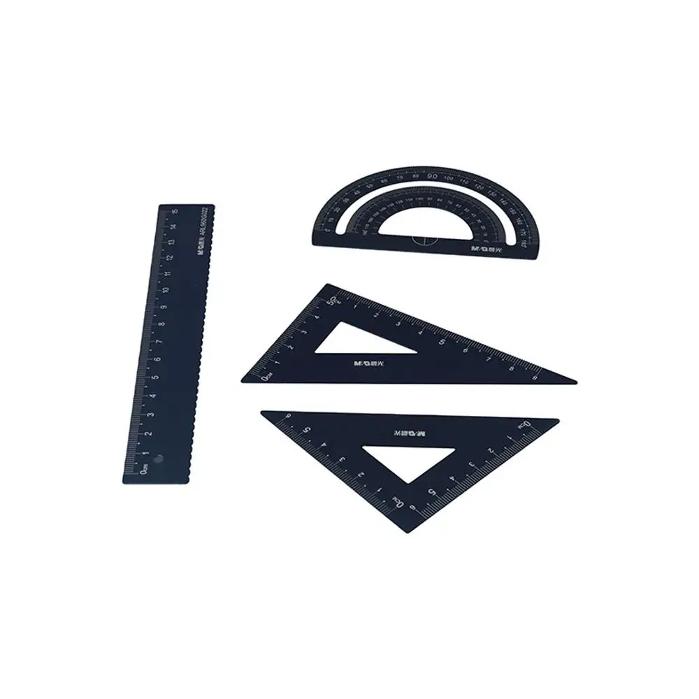 Hollow Students Geometry Maths Office Compass Metal Rulers Aluminium Ruler Set Drafting Supplies Examination Stationery