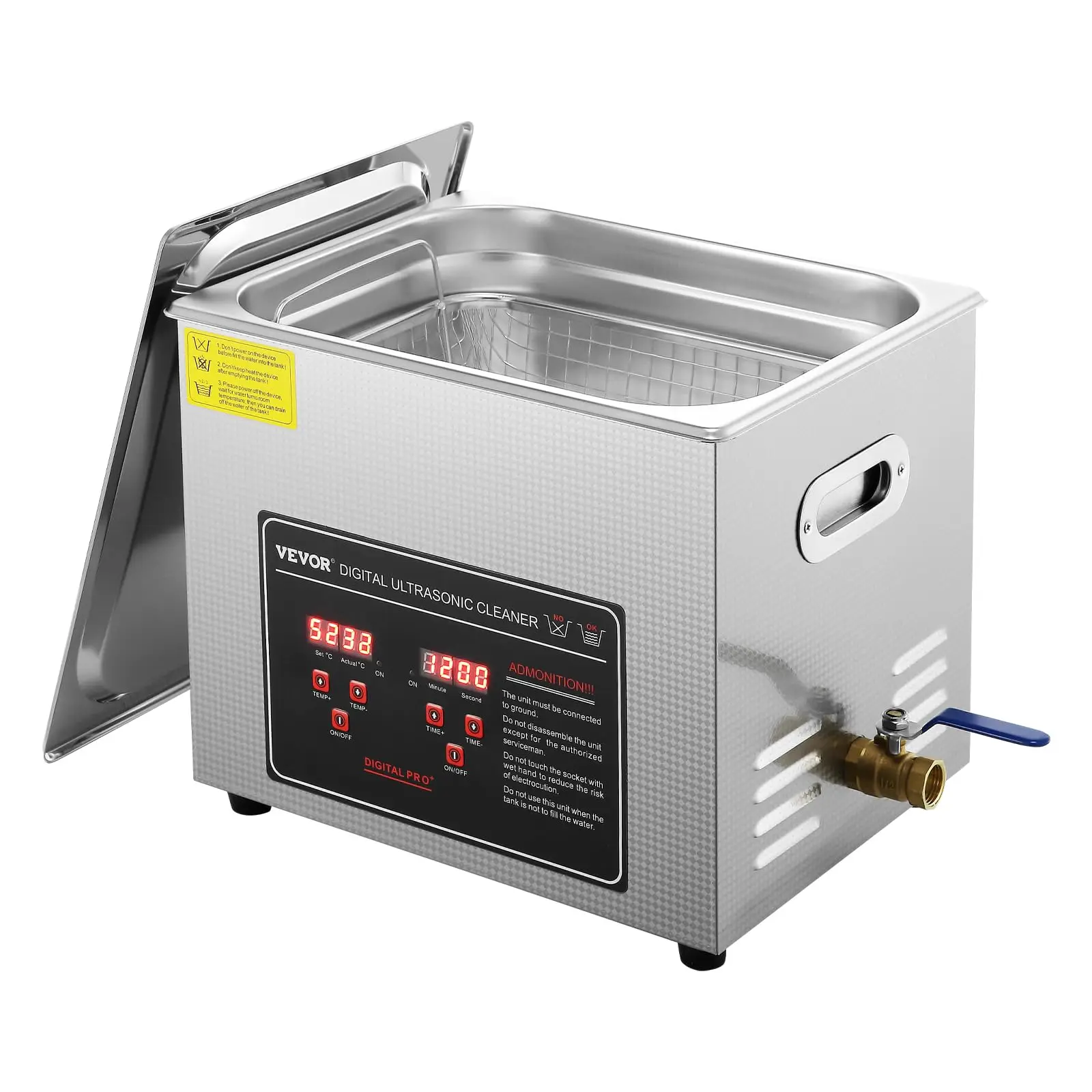 Ultrasonic Cleaning with Digital Timer & Heater, Professional Ultra Sonic Jewelry Cleaner, Stainless Steel Heated