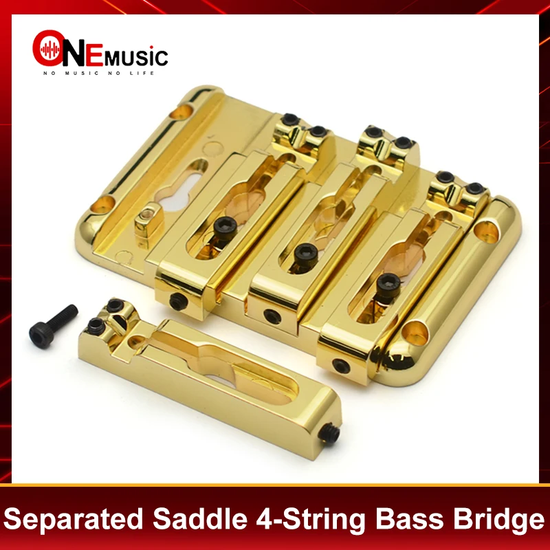 Separated Saddle 4 String Bass Bridge 90x60MM Body Through String Spacing 20MM Bass Fixed Bridge Black/Gold/Chrome