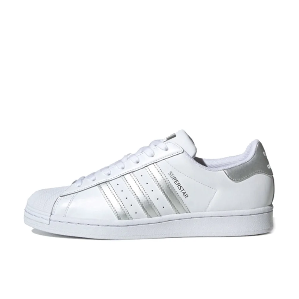 Adidas SUPERSTAR Low Men's and Women's Sneakers Classic Casual Board Shoes Lightweight Breathable Sneakers Premium Silver White