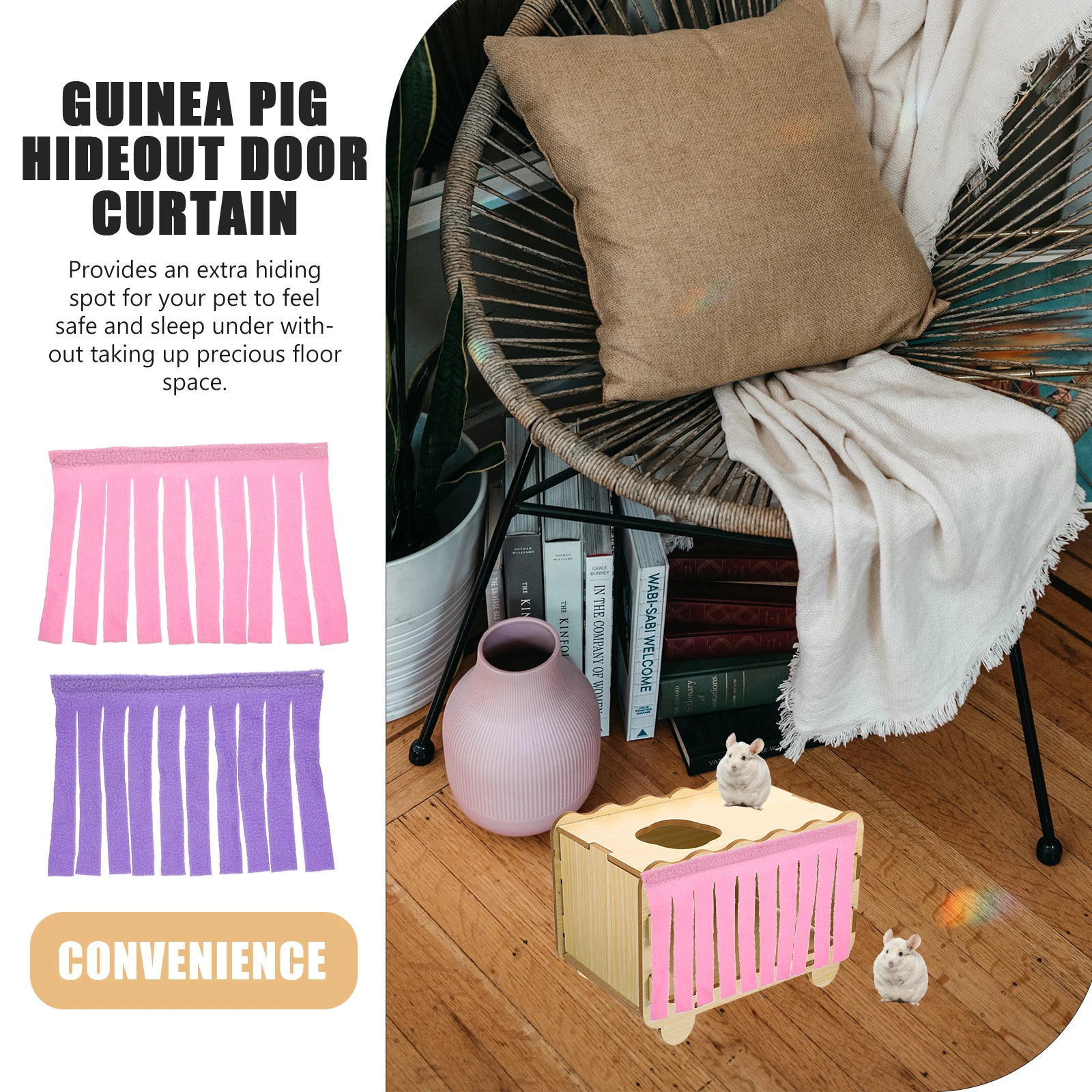 

4Pcs Guinea Pig Hideout Door Curtain Hamster Hideout Hammock Tassel Curtain Small Pet Cage Door Cover Supplies
