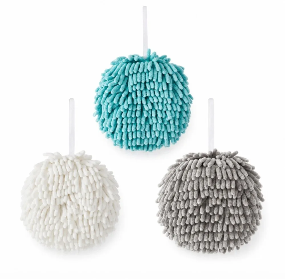 3Pcs Absorbent Hand Towel Ball Fast Dry Hanging Towels Skin Friendly for Kitchen