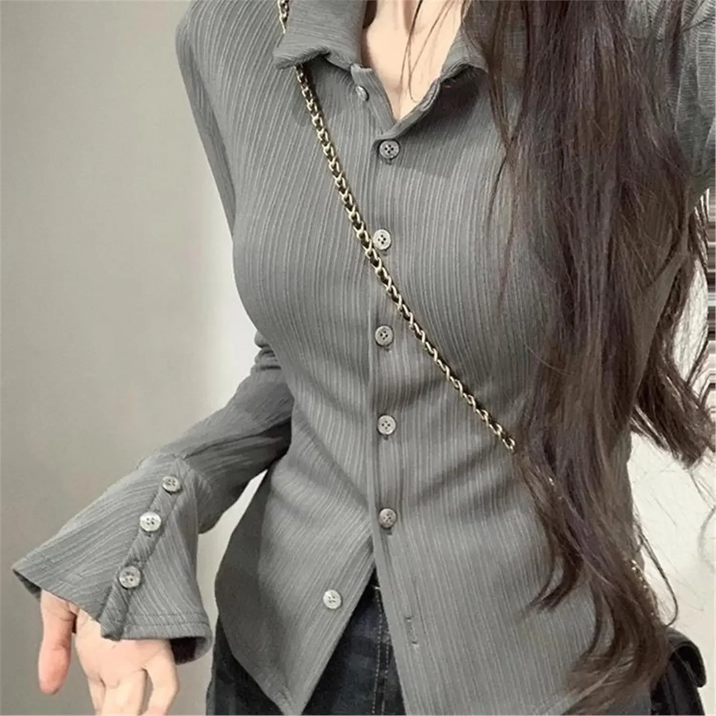 T-shirt Long en Fiber de Polyester pour femmes, Design printemps-automne, coupe cintrée