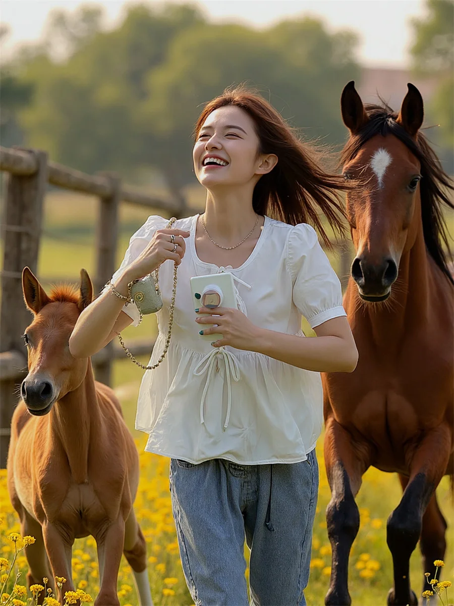 Blusas femininas doce cor sólida algodão moda feminina coreano manga longa estilo curto outono topos oversized formal túnica festa
