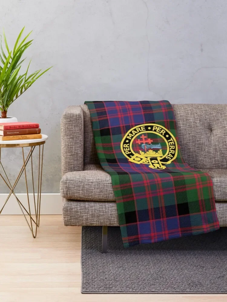 The McDonald and MacDonald Clan tartan with badge by Faelee Throw Blanket wednesday Thermals For Travel for winter Blankets