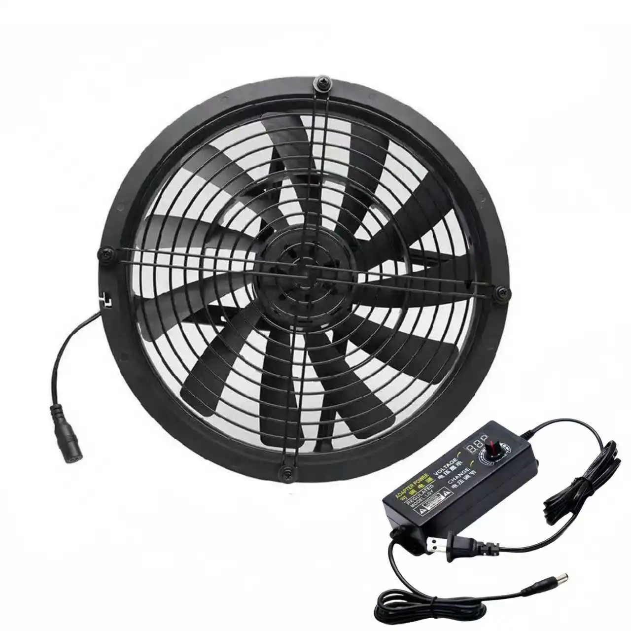 Circular 30cm X 4cm 12-Inch 115V 230V Industrial Fan Speed Controller 730CFM Large Airflow Metal Frame Greenhouse Server