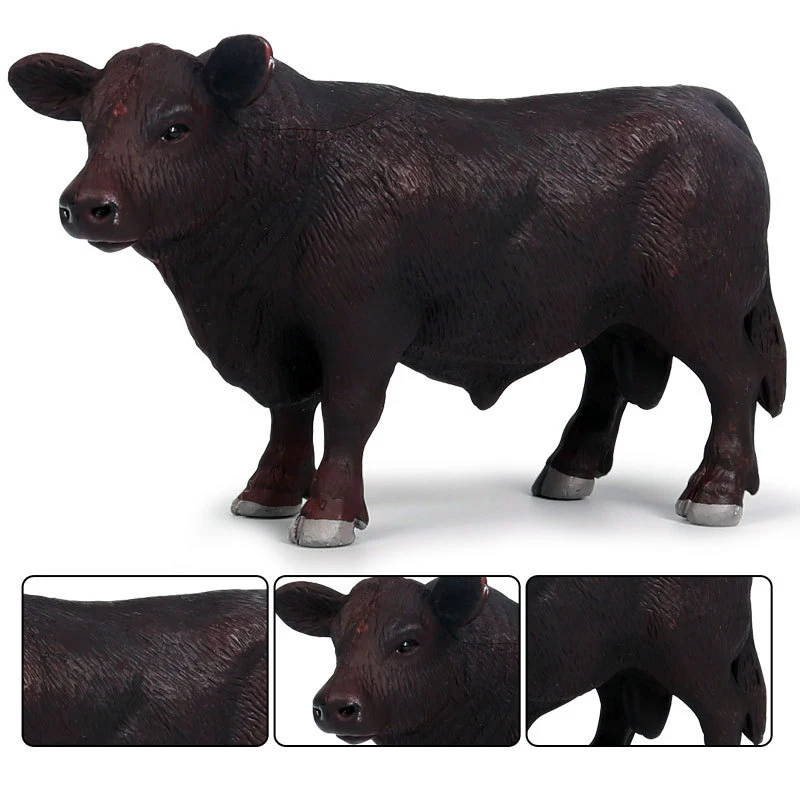 Simulazione in PVC Animali di bestiame Action Figures Collezione di modelli statici carini Modello di mucca nera Giocattoli per bambini