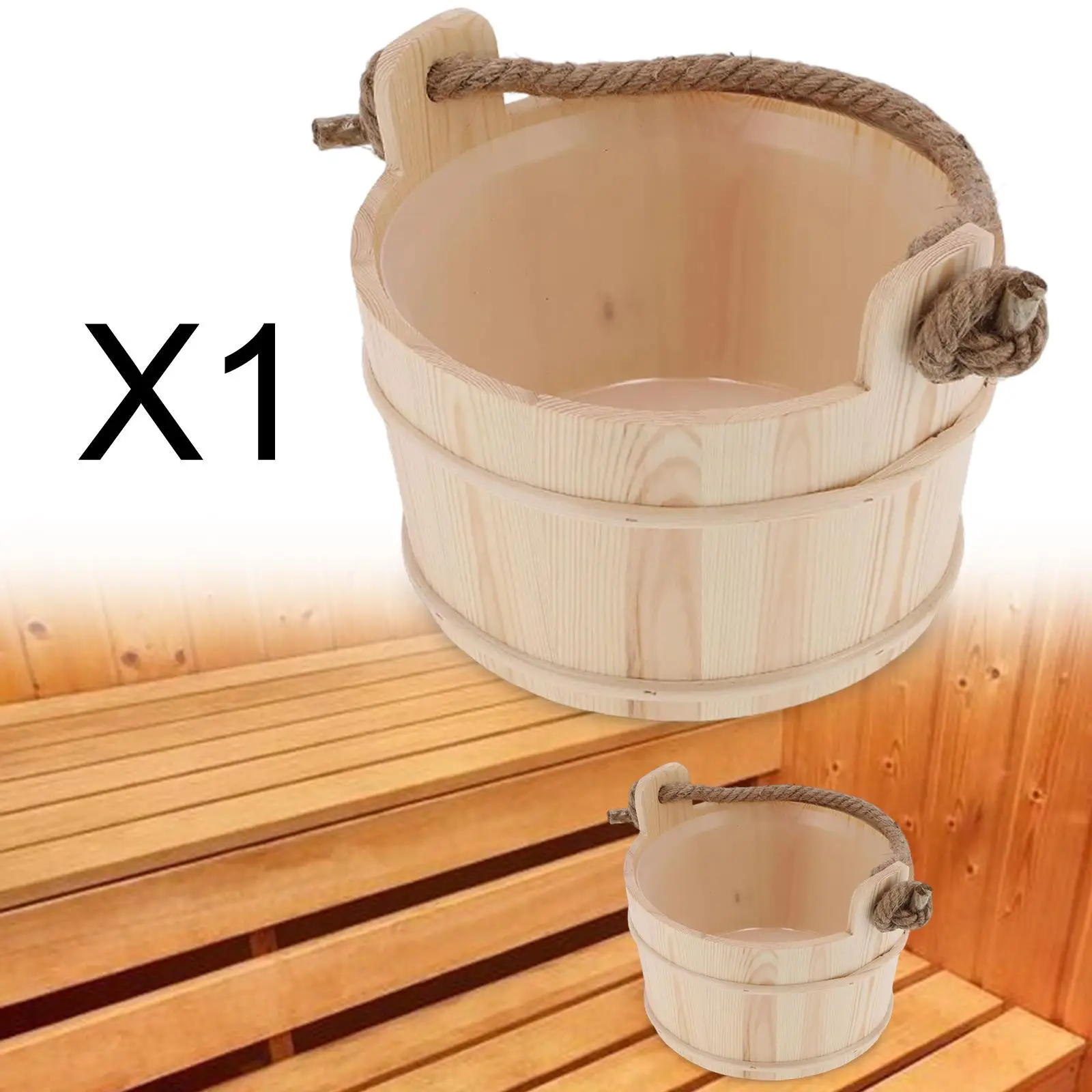 

Sauna Bucket Pail Solid Sturdy Sauna Accessories Wear Resistant for Bathroom Houses Bathtub