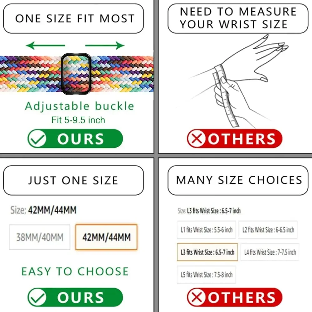 Nylon Braided Solo Loop For Apple Watch Ultra2 10 9 8 7 6 5 4 SE 49mm 46mm 45mm 41mm 44mm Adjustable Elastic Strap iWatch 3 Band