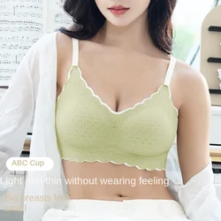 New Top Lace Seamless Women's Underwear Small Chest Gathered Non-slip No Steel Ring Sexy Sling Beautiful Back Bra Thin Section