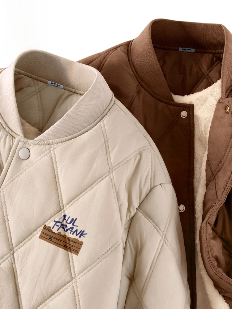 

Thiened Lamb Velvet Jaet for Teens And Men Winter Baseball Collar Cotton Coat Warm Youthful Stand Fit