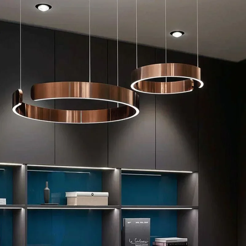 Nordic Round Rings Ceiling Chandeliers Lighting,Dining Room Island Bedroom Hanging Lamp Gold Restaurant Kitchen Bar Fixtures