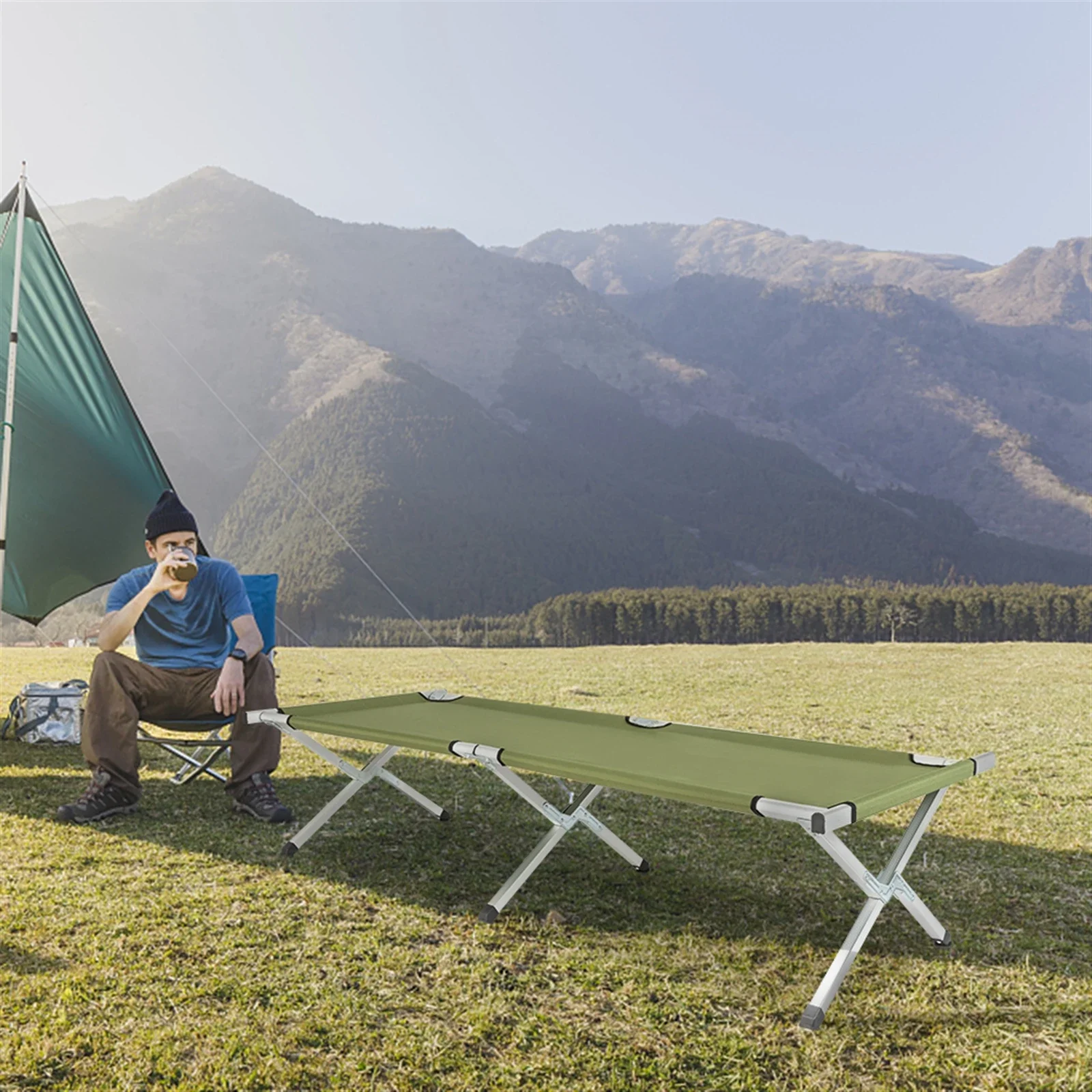 

RHB-03A Portable Folding Camping Cot with Carrying Bag Army Green outdoor furniture camping bed chair outdoor folding chairs