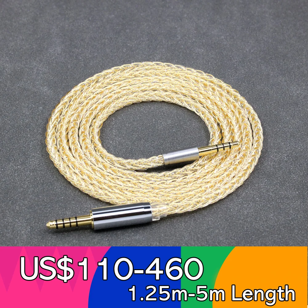 

8 Core 99% 7n Pure Silver 24k Gold Plated Earphone Cable For HIFIMAN Edition S Deva HE-R10 sony MDR-V1 Oppo PM-3 LN008438