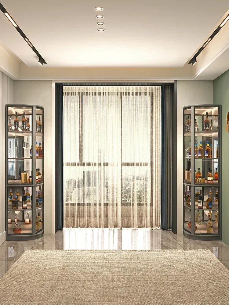 Luxury corner cabinet fan-shaped wine rack display cabinet corner cabinet living room floor-to-ceiling triangle wine