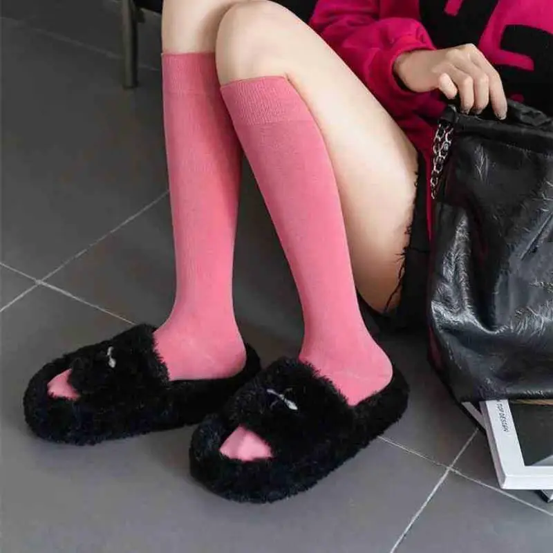 1Pair Women Girls Colorful Long Middle Tube Socks Soft Breathable High Quality Fashion Casual JK Lolita Sox