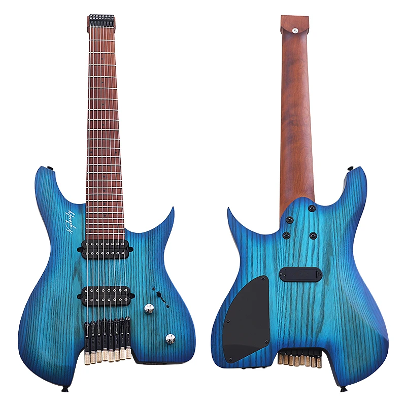 New Arrival 8 String Headless Electric Guitar 30 Inch Solid Ashwood Body Headless Guitar Roasted Maple Neck